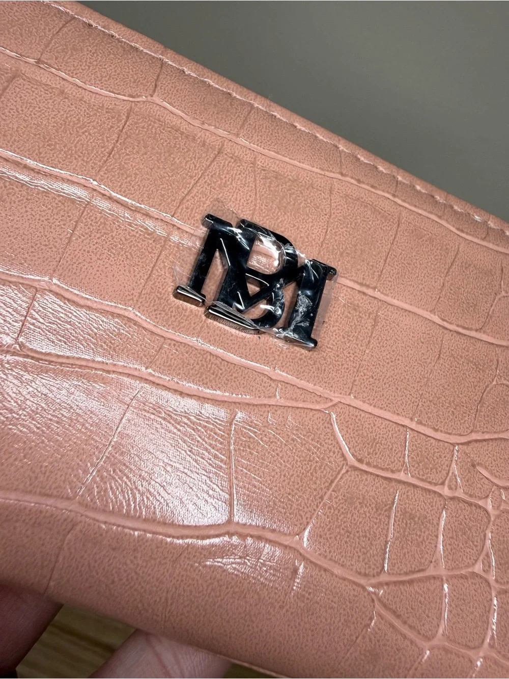 Badgley Mischka Croco Coin Purse Wallet Blush Pink Vegan Leather NWT $39